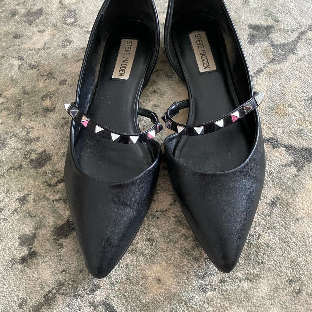 Steve Madden FAIRLY Black Studded Flats